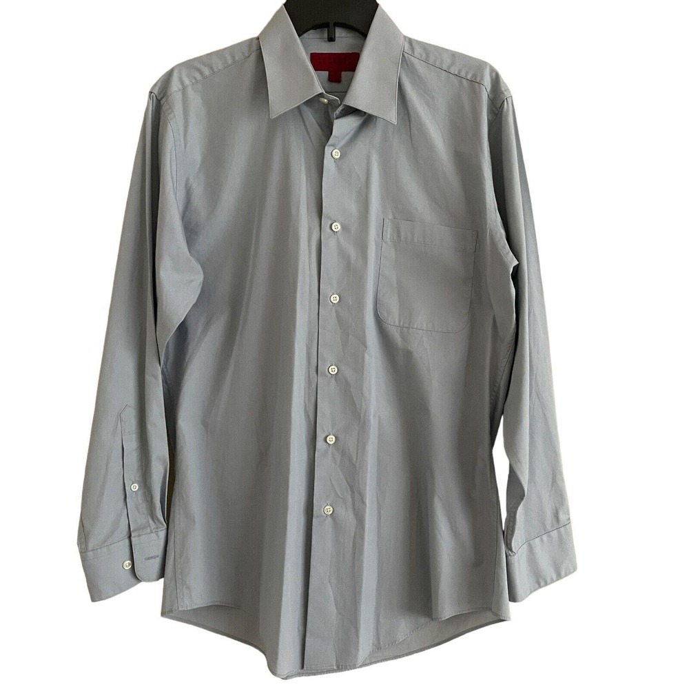 Bergamo New York Men Fitted Long Sleeve Button-Down Shirt Size M 15.5